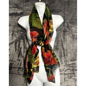 Unbranded Sheer Floral Scarf  37 X 59 Tropical Flaws